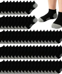 20 Pairs Boys Low Cut Ankle Socks Kids Crew Athletic Breathable Cushion Sole Socks for Running Hiking 4-12 Years