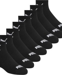 PUMA Boys' 8-pack High Quarter Crew Socks. Everyday Wear. Extra Cushion & Arch Support