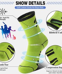 Alternative view of Sandsuced 6 Pairs Kids Boys Socks Athletic Basketball Sport Youth Crew Cotton Soft Breathable Socks for Outdoor