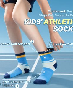 Alternative view of ANTSANG Kids Boys Girls Cotton Crew Socks. Youth Teen Athletic Sport Socks | Breathable. High Elasticity. Durable. Soft Touching. Socks for School Outdoor Running and Hiking. 6 Pairs