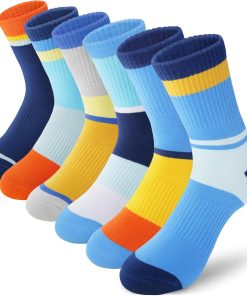 ANTSANG Kids Boys Girls Cotton Crew Socks. Youth Teen Athletic Sport Socks | Breathable. High Elasticity. Durable. Soft Touching. Socks for School Outdoor Running and Hiking. 6 Pairs