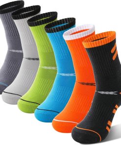 Sandsuced 6 Pairs Kids Boys Socks Athletic Basketball Sport Youth Crew Cotton Soft Breathable Socks for Outdoor