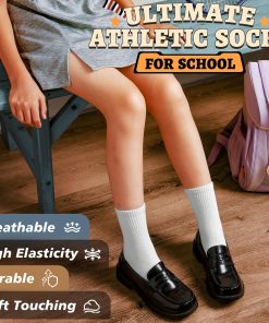 Alternative view of ANTSANG Kids School Athletic Sports Cotton Socks.Teen Girls Boys Crew Socks | Breathable. High Elasticity. Durable. Soft Touching. 6 Pairs
